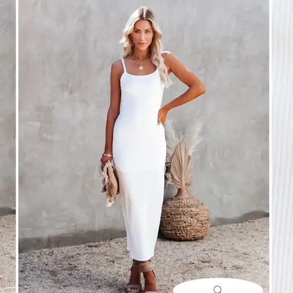 Vici | Dresses | Luna Ribbed Knit Midi Dress White | Poshmark